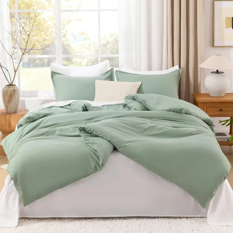 Lightweight Sage Green Full Size Bed Set with 3 Pieces Soft AllSeason Down Alternative Quilt Blanket for Cozy Bedroom Comfort I