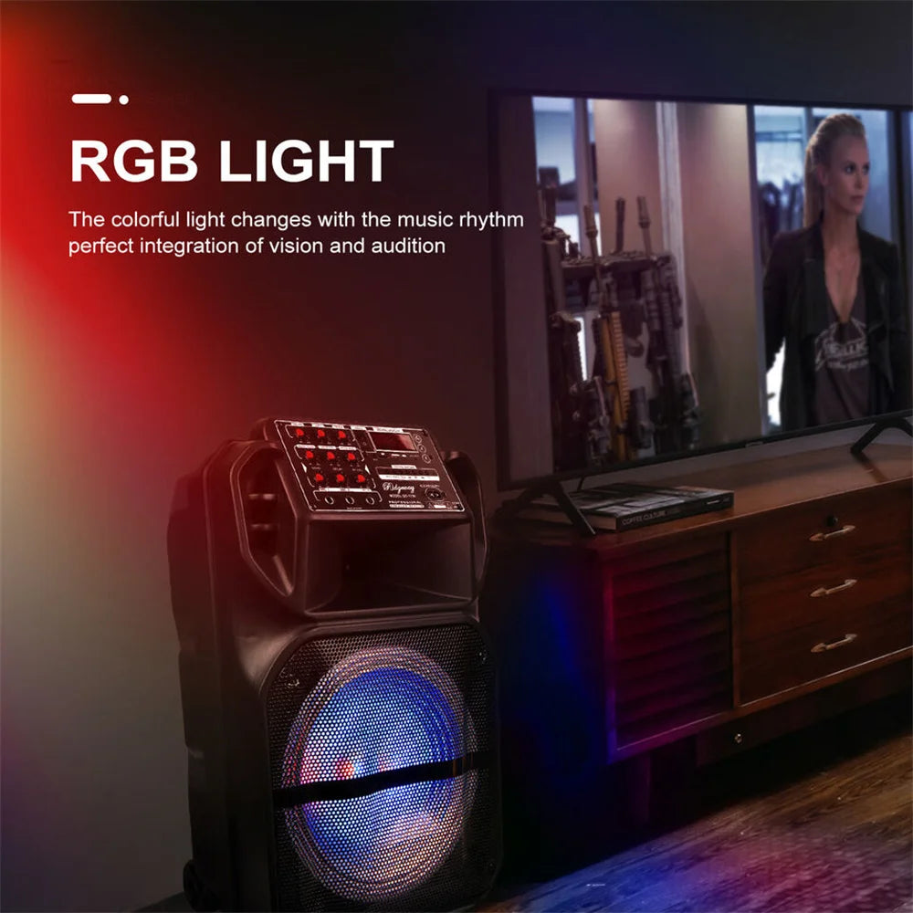 9000W Portable Bluetooth Speaker 15” Subwoofer Heavy Bass Party System AUX & Mic Led Light  Loud High Quality karaoke Speaker