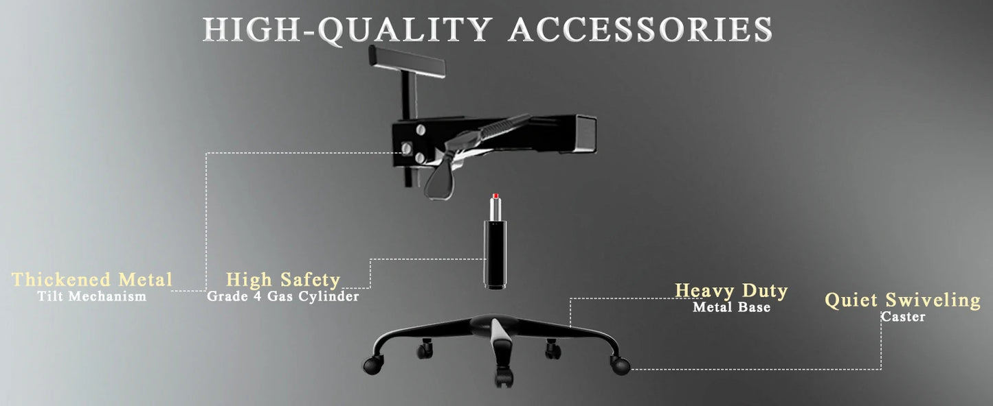 Ergonomic Gaming Chair with Pocketed Spring Cushion, Breathable Fabric Computer Chair with Footrest, Adjustable Lumbar Support V