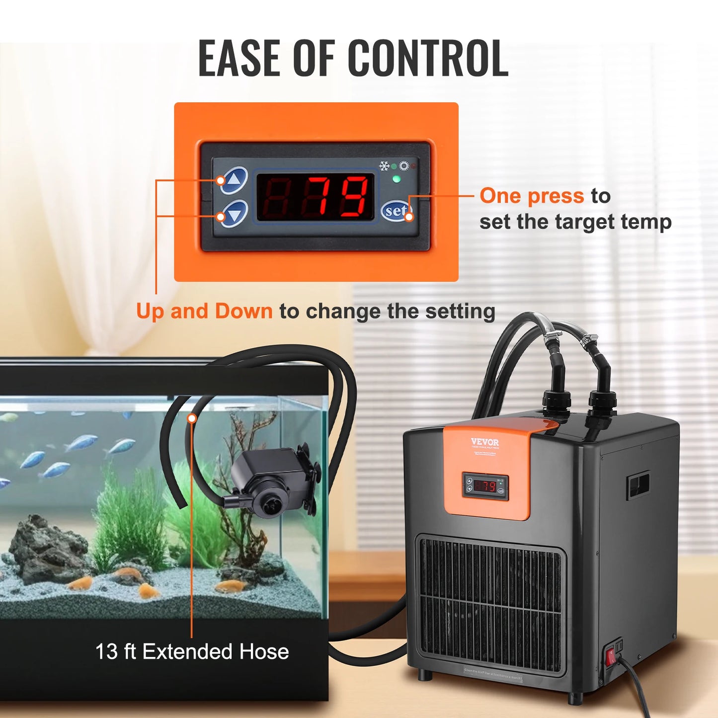 SucceBuy Aquarium Chiller 0.25/0.33/0.1/1.5HP Hydroponic Water Chiller Quiet Refrigeration Compressor for Fresh Water Fish Tank