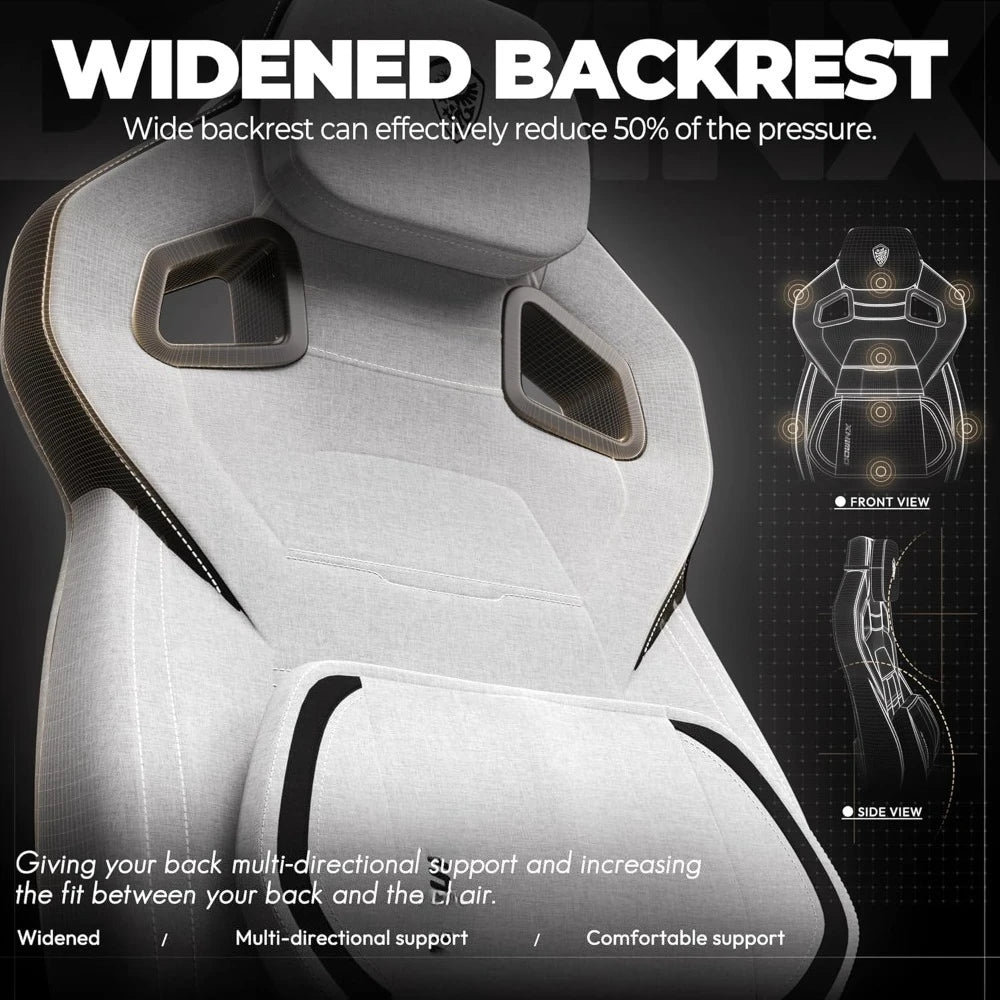 Fabric Gaming Chair with Footrest, Big and Tall Gamer Chair with Lumbar Support, Wide Back Computer Chair for Heavy People