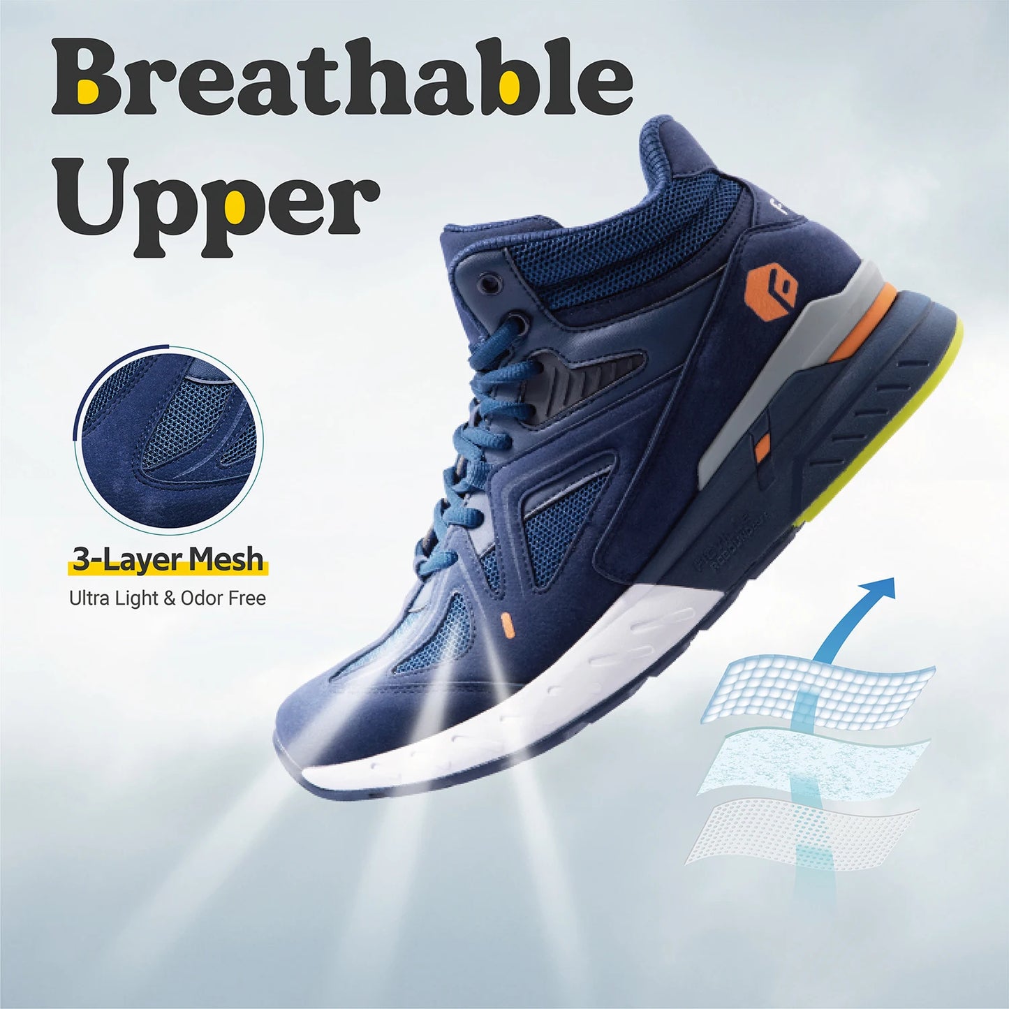 FitVille Men's High-Top Basketball Shoes Widened Lightweight Casual Sneakers Breathable For Male Swollen Feet Relieve Pain