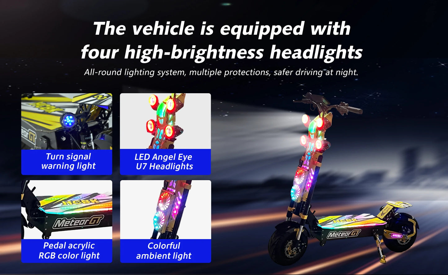 US Warehouse GT-M8 patinete eléctrico 72V50AH Dual Motors 13inch City Wheel Adult Electric Scooter Seat & Trunk Trotinette