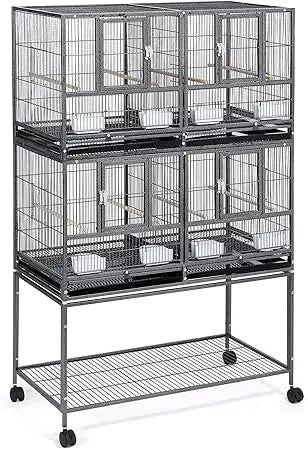 Stackable Divided Breeder Breeding Parakeet Bird Cage for Canaries Cockatiels Lovebirds Finches Budgies Small Parrots with Deta
