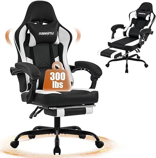 Gaming Chair with Footrest, Reclining Video Game Chairs for Adults with Lumbar Support, Linkage Armrests, Ergonomic Computer Cha