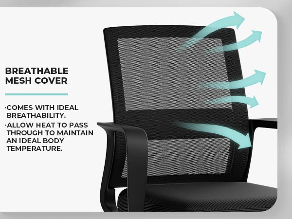 SUKIDA Mesh Office Chair, Ergonomic Desk Chair with Upholstery, Executive Chair with Armrests,Height-Adjustable Computer Chair