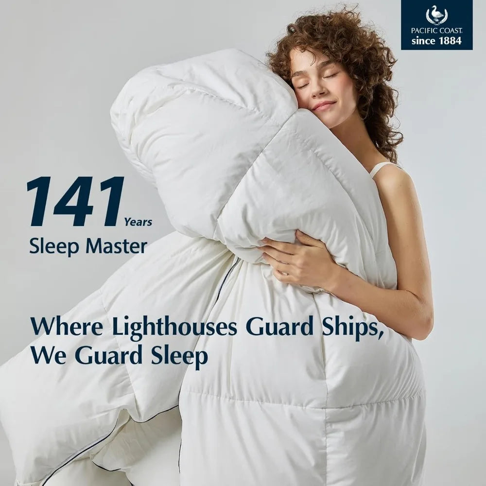 King Size Pacific Coast Goose Down Duvet - Extra Plush White Comforter, Soft, Breathable, All-Season Use