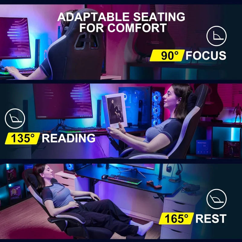 Computer Office Chair with Pocket Spring Cushion, Linkage Armrests and Footrest, High Back Ergonomic Computer Chair .