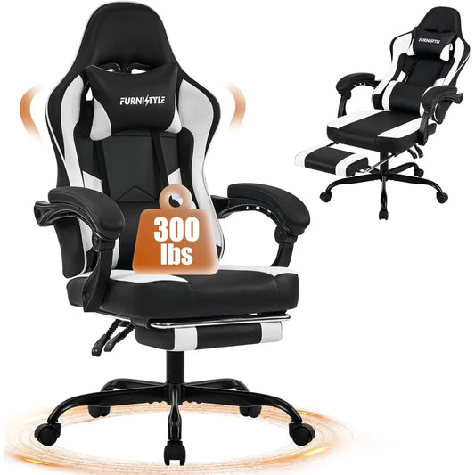 Gaming Chair with Footrest, Reclining Video Game Chairs for Adults with Lumbar Support, Linkage Armrests, Ergonomic Computer Cha