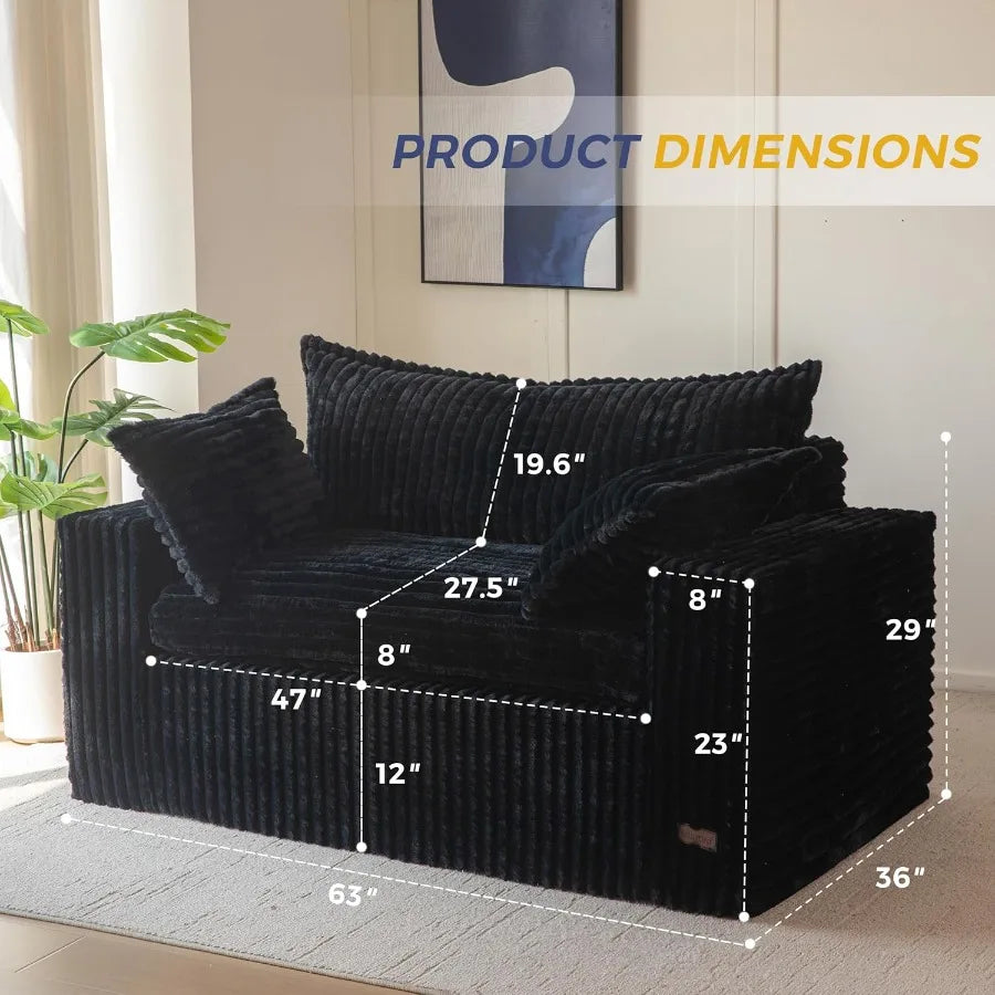 Bean Bag Chair for Living Room Upholstered Loveseat Sofa Couch with Deep Seating Wide Armrests Boneless Couch Sofa in a Box for
