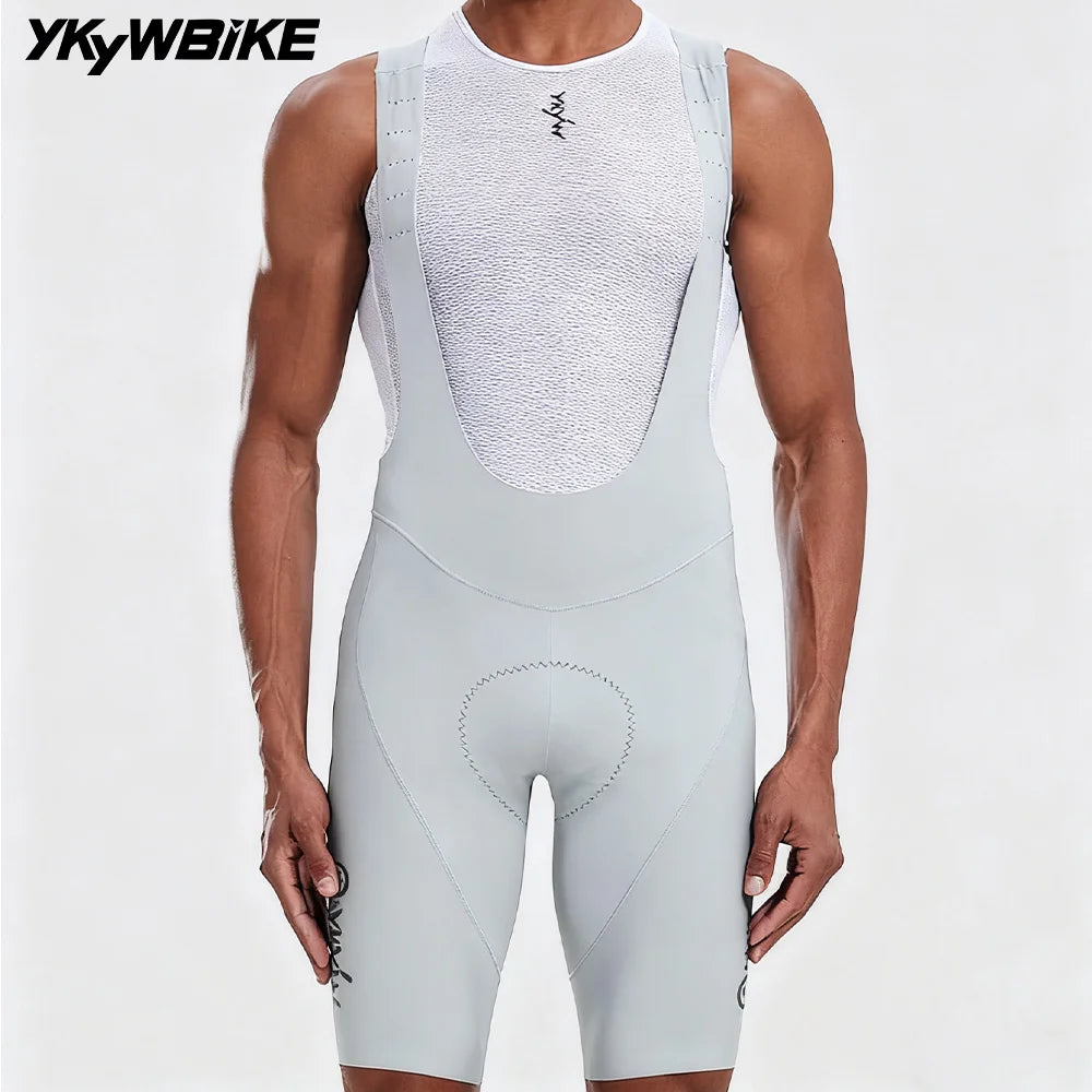 YKYWBIKE Men Cycling Bib Shorts Italy Padding 7Hour Riding 3D Bicycle Bibs Pants Breathable Hollow Back Seamless Road Bike Pants