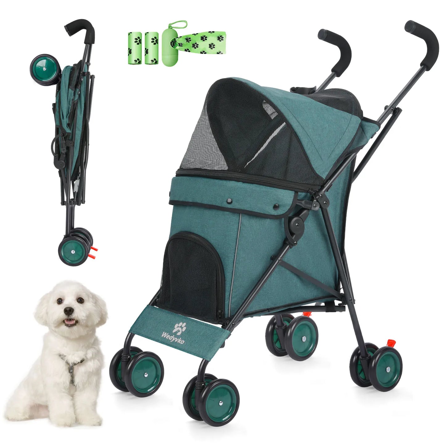Pet Dog Stroller 4 Wheels Puppy Stroller Rotate with Brakes Storage for Dogs Cats Travel Pet Suplies Outdoor 애완견 유모차