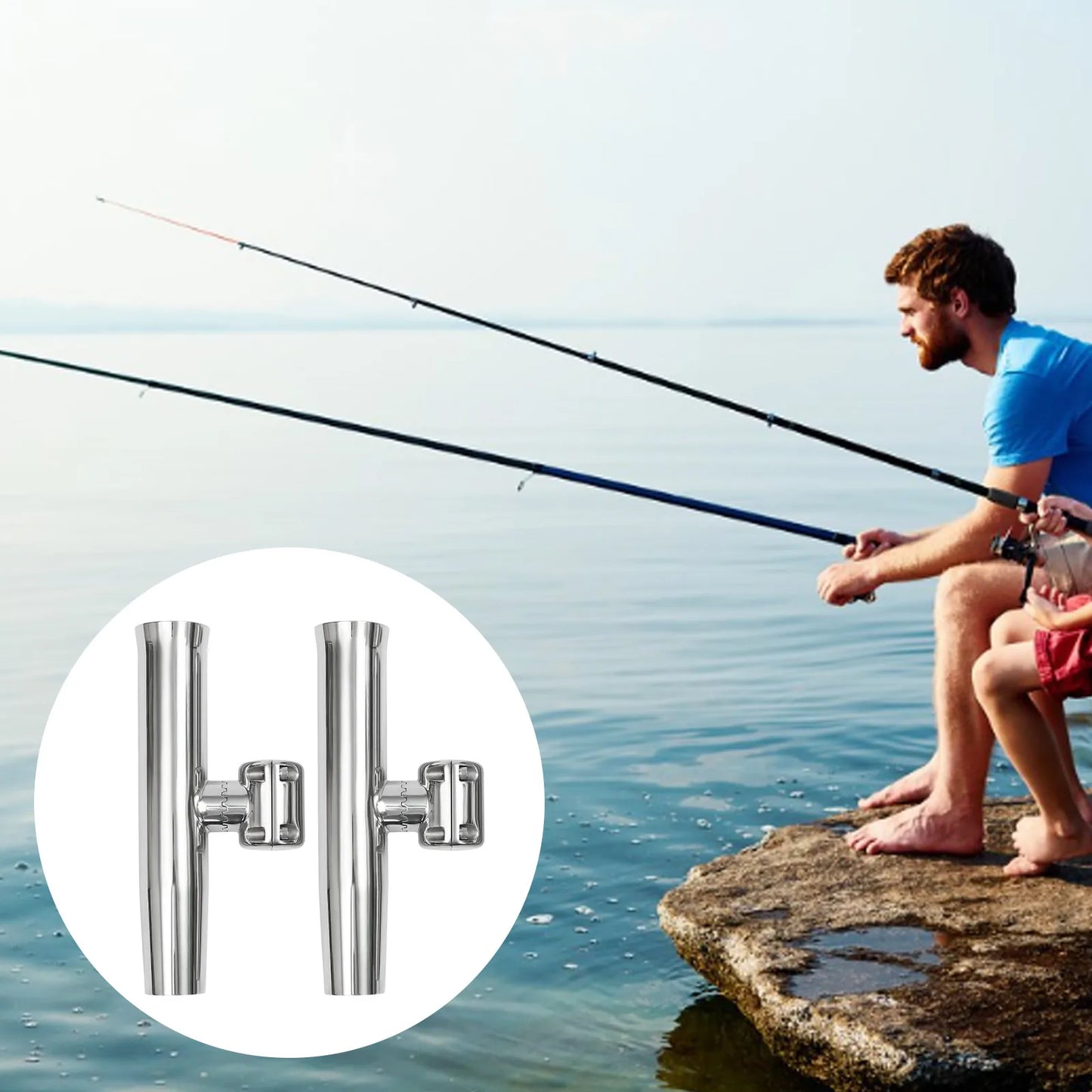 1PC Stainless Steel Fishing Rod Holder with Wrench, Duty Marine Grade Adjustable Rod Holder for Boat, Kayak, and Shore Fishing