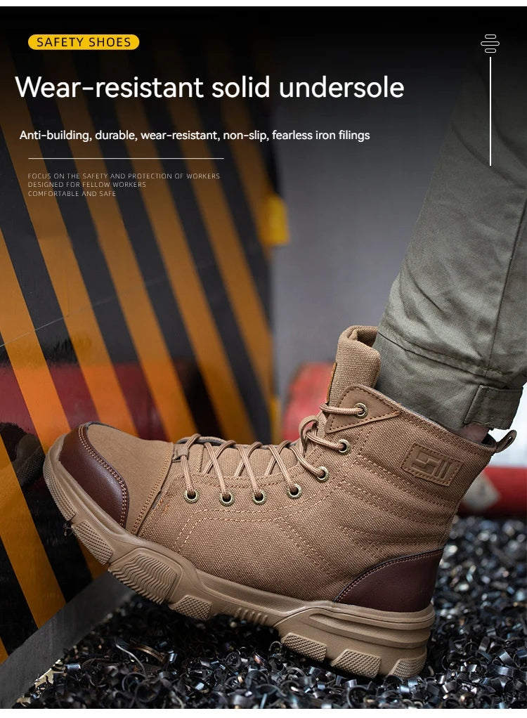 Men’s Industrial Safety Shoes Steel Toe Cap - Anti-Smash Anti-Punctur Outsole Outdoor Indestructible Construction Work Shoes