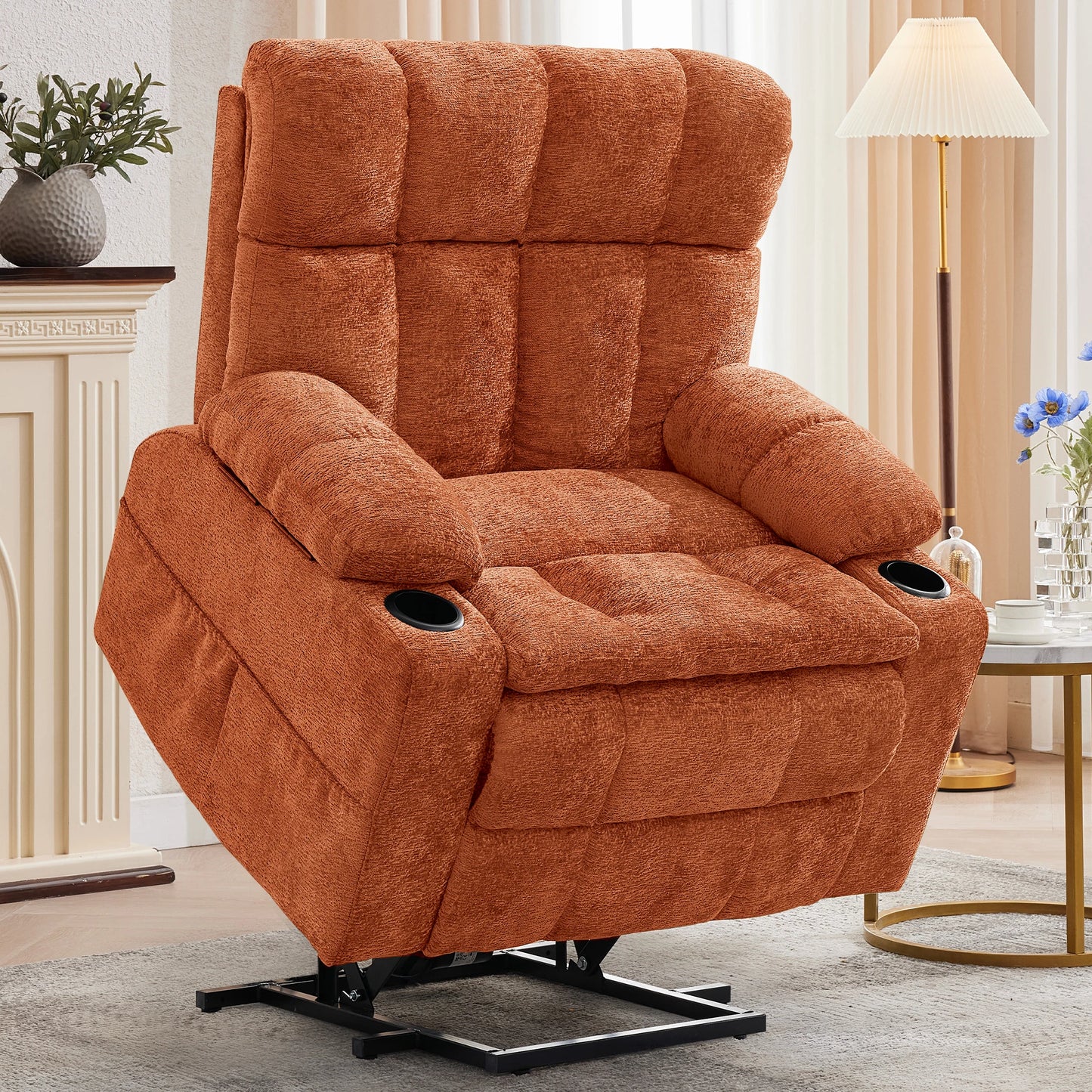 Korser Oversized Motor Power Lift Recliner for Elderly with Headrest,Massage Single Sofa with USB Ports,Cupholder for LivingRoom