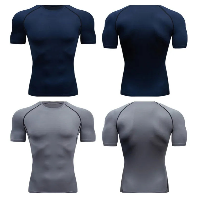 Men Short Sleeve t-Shirt Quick Dry Compression Shirts Fitness Gym t-Shirts Sport Bodybuilding Shirt Running Football Tee Shirts