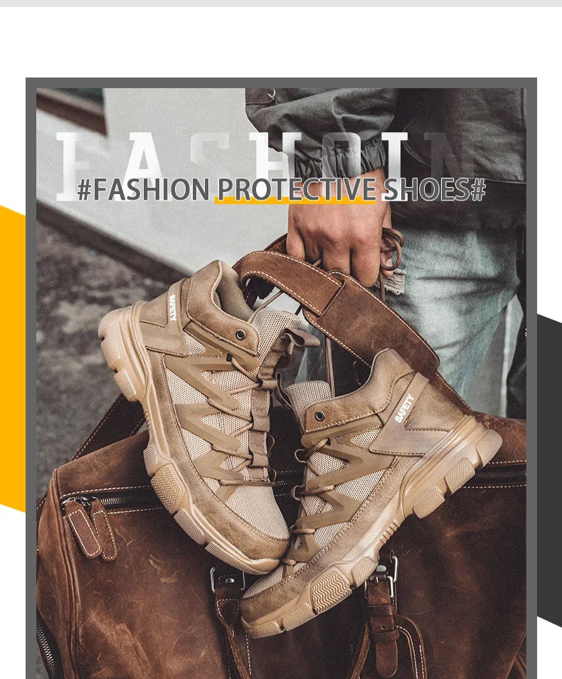 Composite Toe Work Boots Mens Puncture-Proof Midsole Non-Slip Breathable & Comfort Fit for Warehouse Use Anti-smash Work Boots