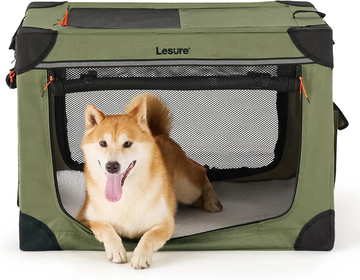 Soft Collapsible Dog Crate - 42 Inch Portable Travel Dog Crate for Extra Large Dogs Indoor & Outdoor, 4-Door Foldable