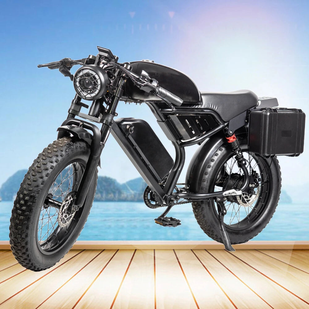 20" Electric Motorcycles Mountain fat tire E Bike for Adults, 1000W Peak Motor Ebike 29Mph 35Miles 48V 15.6AH Electric Bicycle