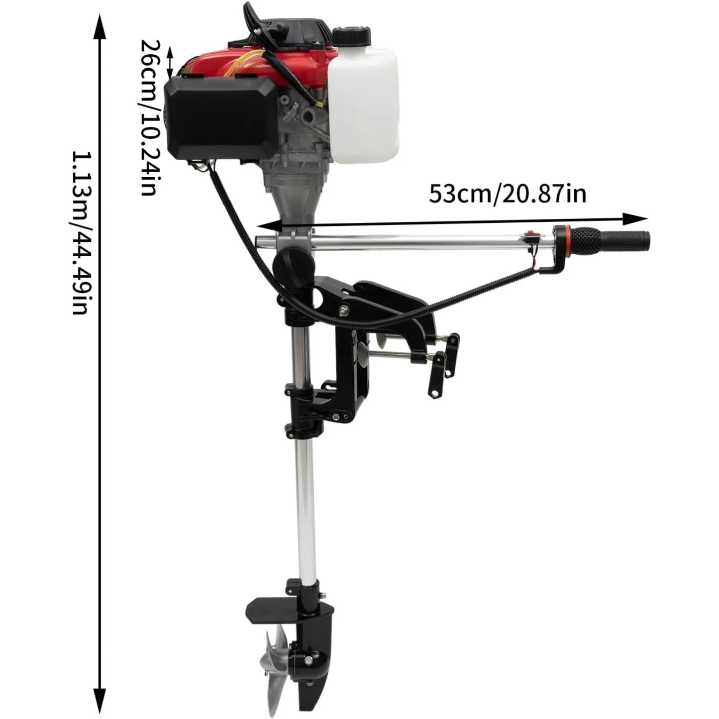 4-Stroke 4HP Boat Outboard Motor 53.2CC, Boat Engine with Air Cooling System for Inflatable Boats, Fishing Boats