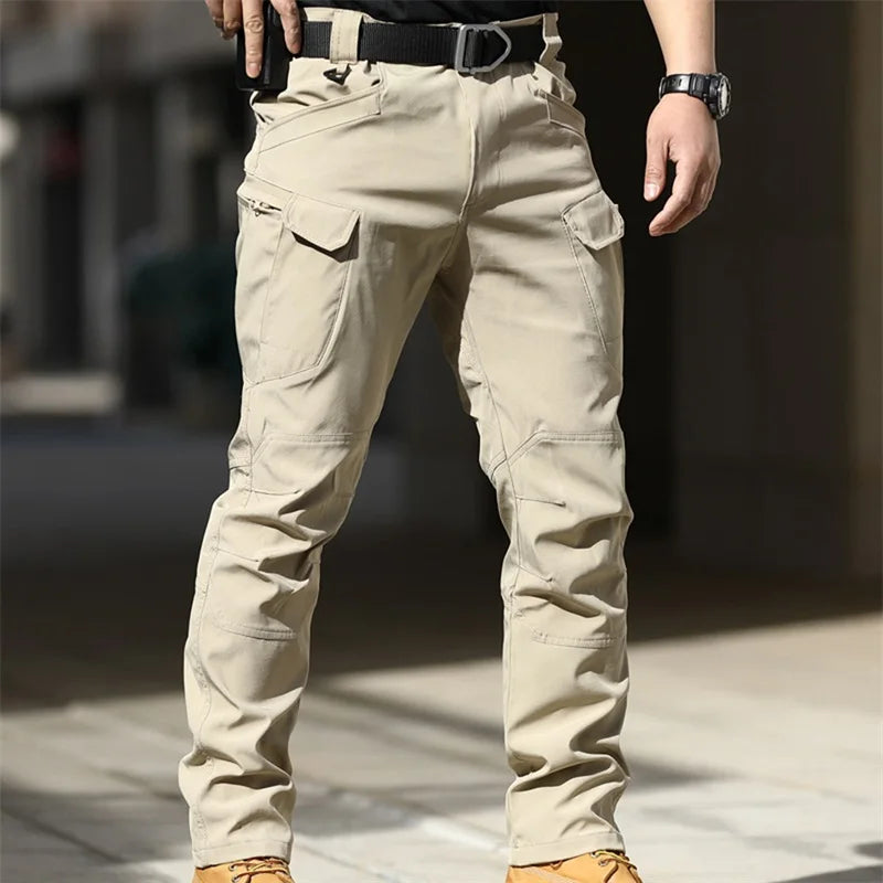 Men Fashion Cargo Pants Solid Color Multi-Pockets Waterproof Trousers Fall Casual Jogger Pants Sweatpants