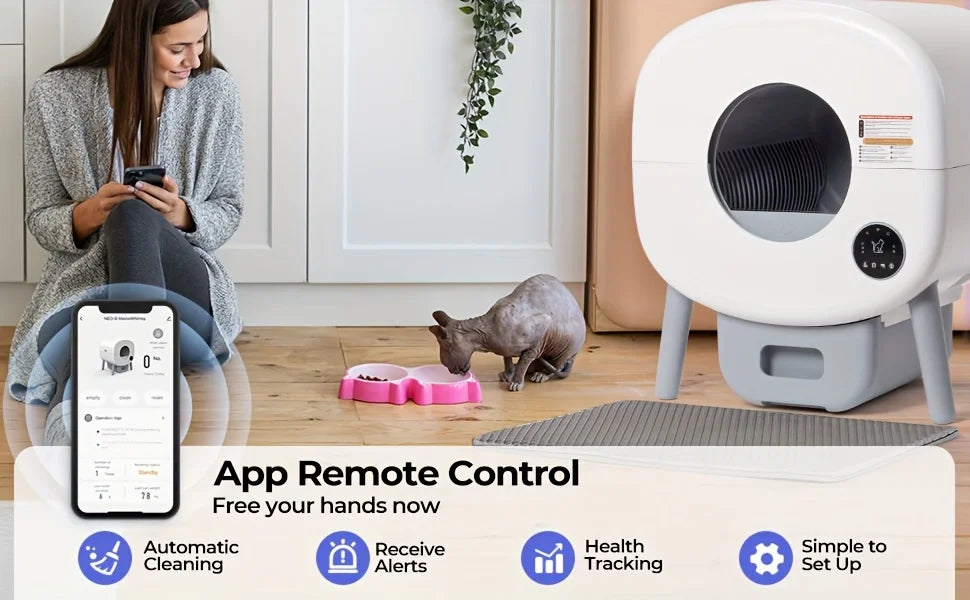 Lunapurr Self Cleaning Litter Box,Large Capacity Automatic Cat Litter Box Self Cleaning for Cats, App Control,Safety Protection