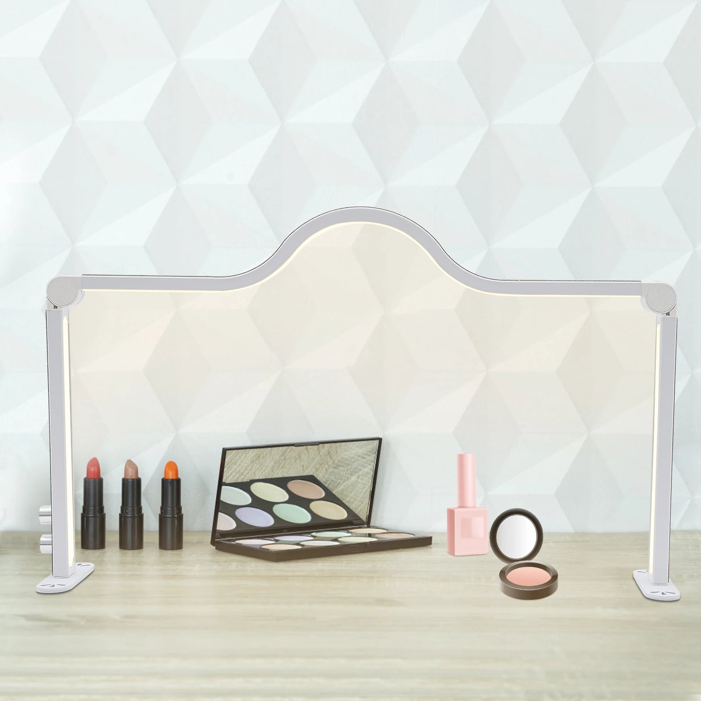 Rectangular Shape Desk Lamp with Simulated Diamonds for Manicures and Lashes, Foldable Nail Tech Light(White Color)