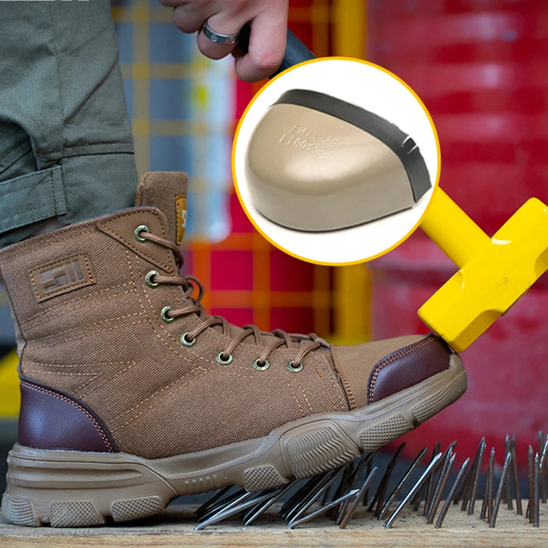 Men’s Industrial Safety Shoes Steel Toe Cap - Anti-Smash Anti-Punctur Outsole Outdoor Indestructible Construction Work Shoes
