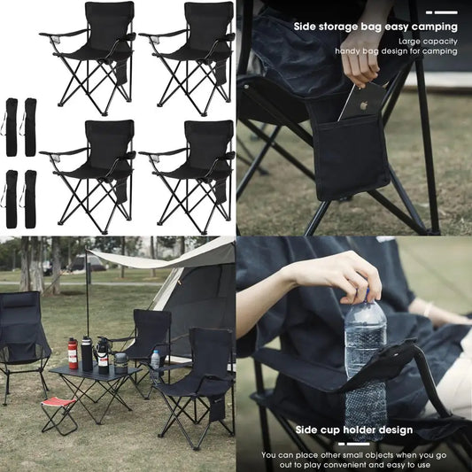 4-Piece Folding Camping Chairs - Lightweight, Easy Setup, Portable for Beach, Lawn, Outdoor Activities