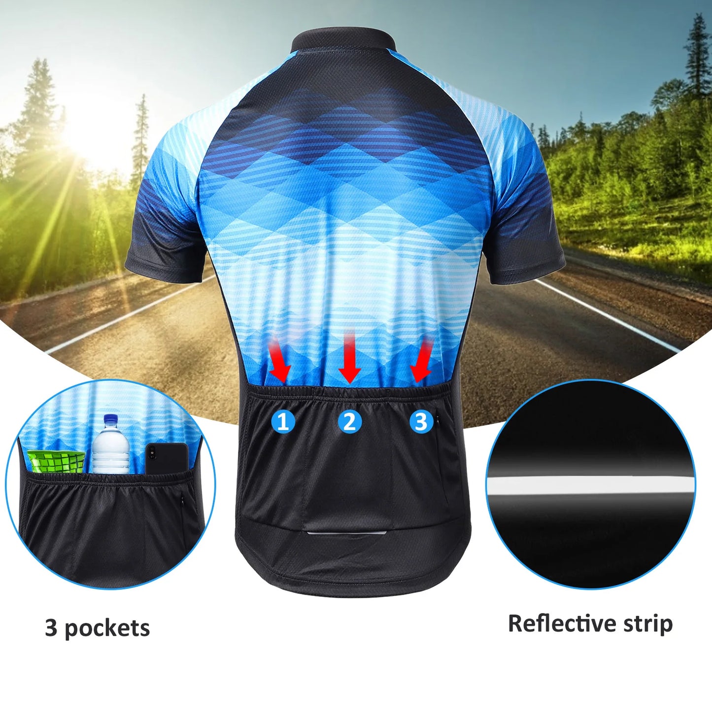 Lixada Men Cycle Jersey Breathable Short Sleeve Bike Shirt and Padded Shorts   Clothing Suit Cycle clothing set