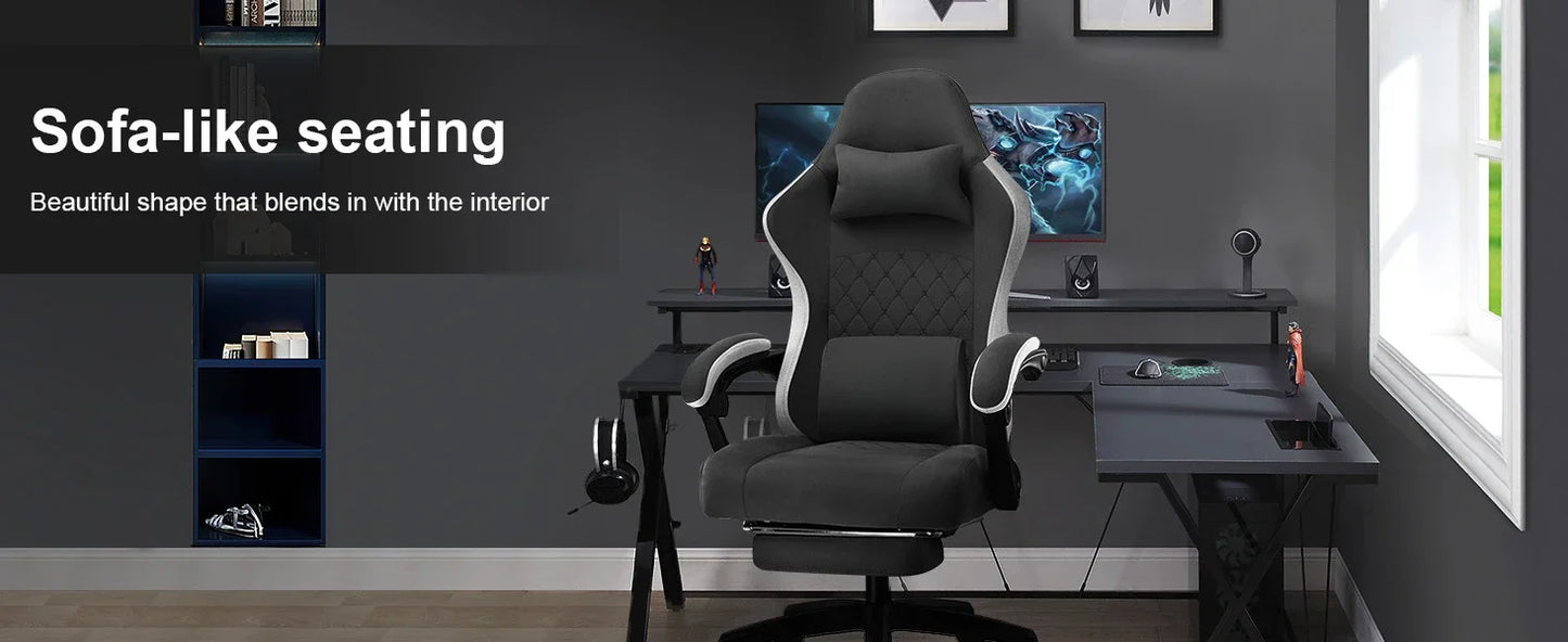 Computer Office Chair with Pocket Spring Cushion, Linkage Armrests and Footrest, High Back Ergonomic Computer Chair .