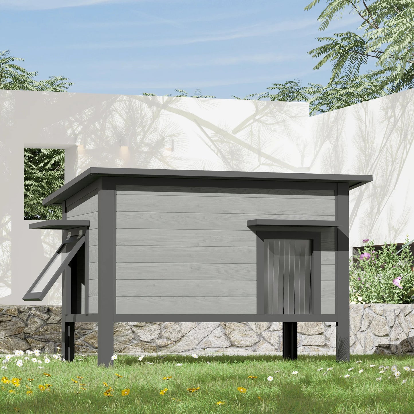 HDPE Indoor Outdoor Cat House, Weatherproof, Feral Cat Shelter for Multiple Cats, Outdoor HDPE Sheet Cat and Rabbit House