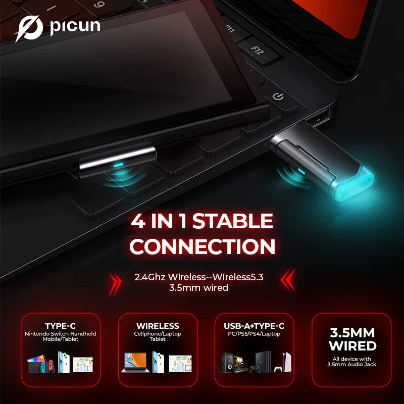 Picun G2 2.4G Wireless Gaming Headset Bluetooth Headphones