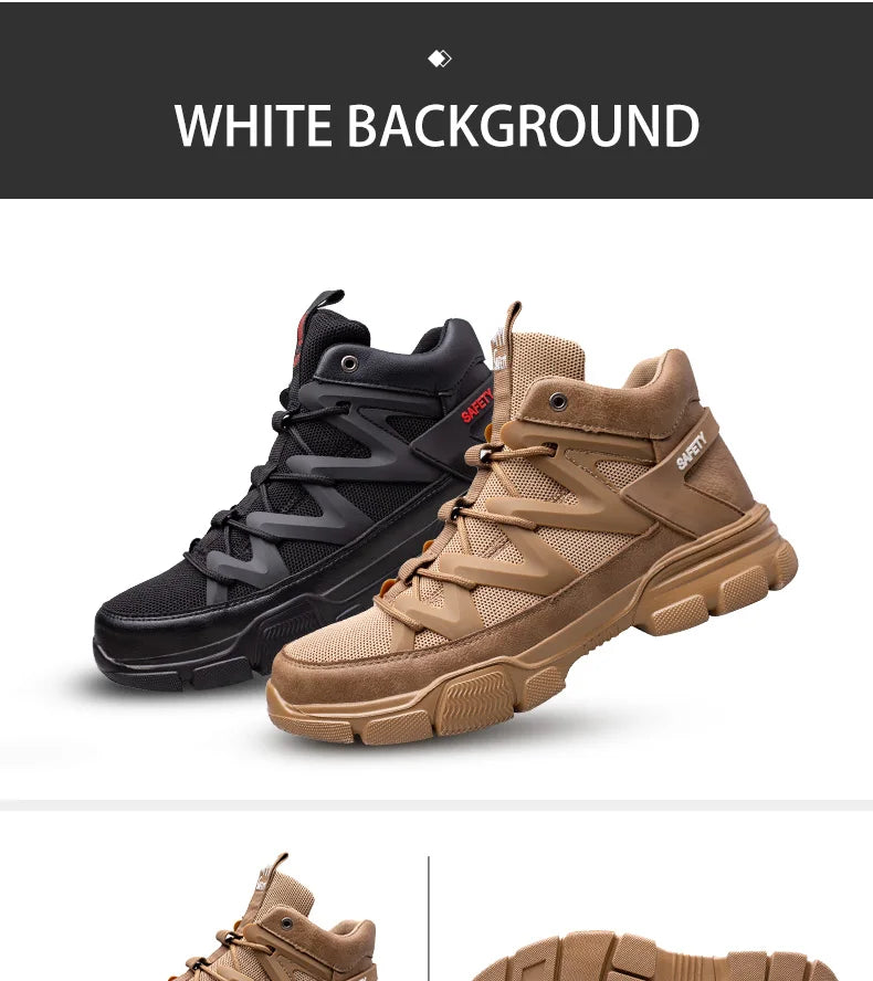 Composite Toe Work Boots Mens Puncture-Proof Midsole Non-Slip Breathable & Comfort Fit for Warehouse Use Anti-smash Work Boots