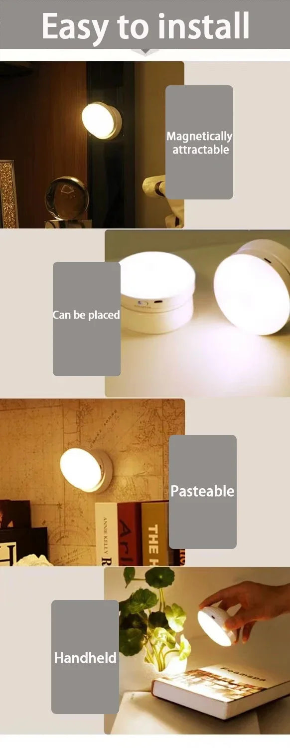 Night Light USB Motion Sensor Charging Round Energy-saving Led Lamp Bedroom Light Corridor Home Bathroom wall lights night light