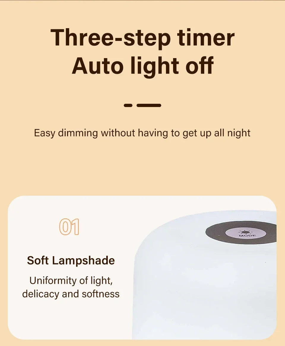 Rechargeable Led Night Light with Remote Control Touch Switch Table Lamp for Reading Bedroom White RGB Color Dimmable Portable