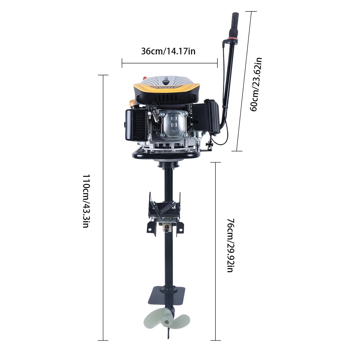 4-Stroke 9HP Outboard Motor 225CC Heavy-Duty Outboard Motor Fishing Boat Marine Engine for Fishing Aquaculture Outdoor Adventure