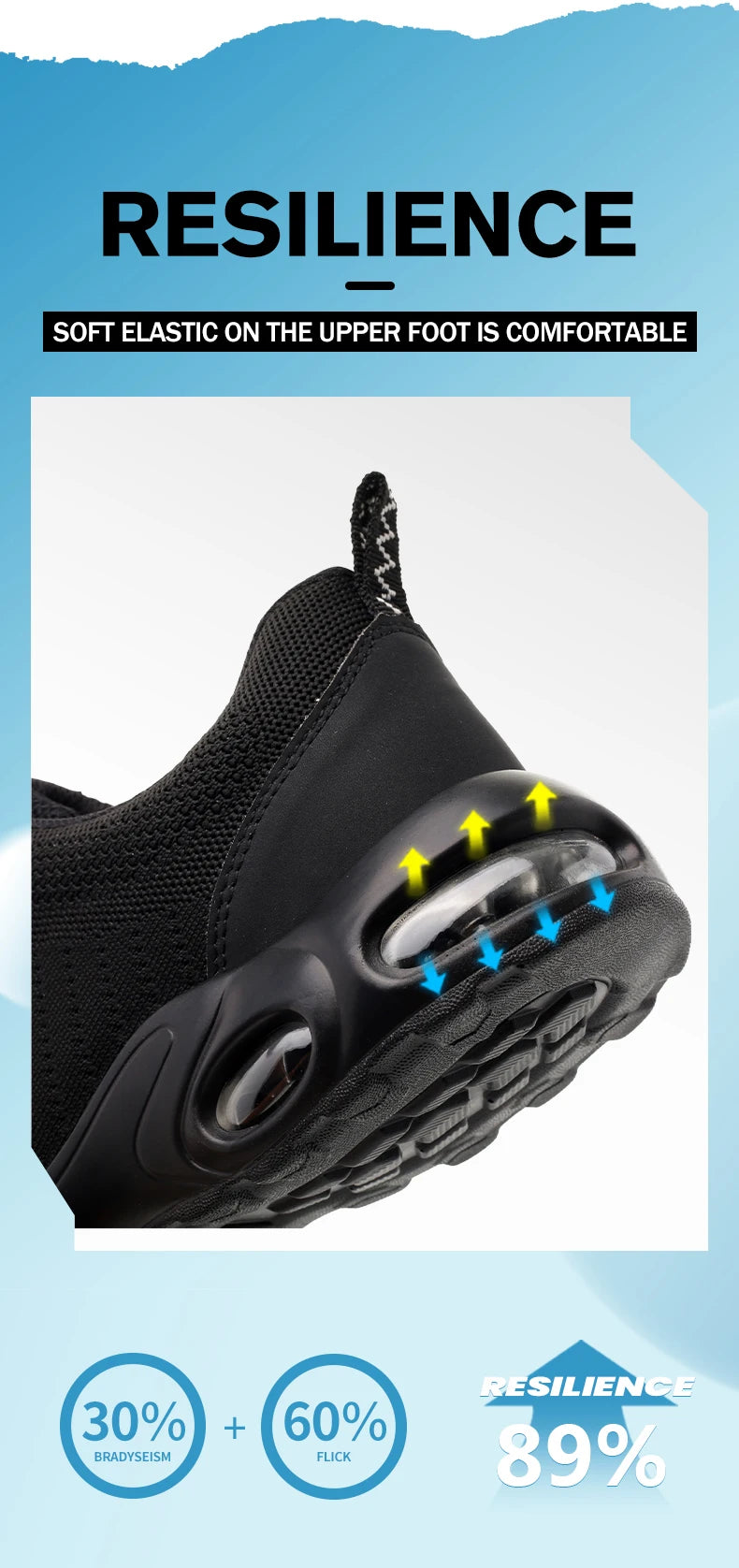 Fashionable breathable soft sole air cushion anti-smash and anti-puncture work shoes