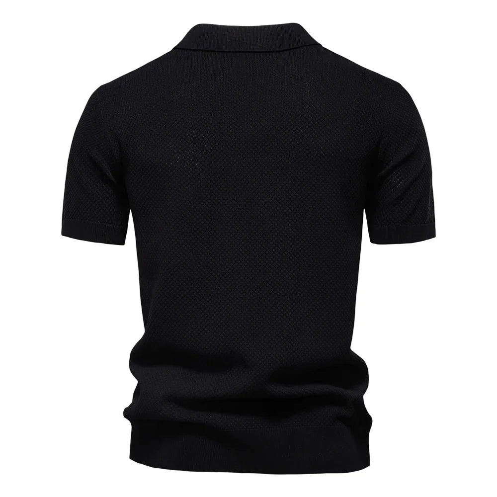Men's Summer Breathable Polo Shirt Short Sleeve Solid Color Casual Polo Shirts for Men Lightweight Stretch Polo ﻿