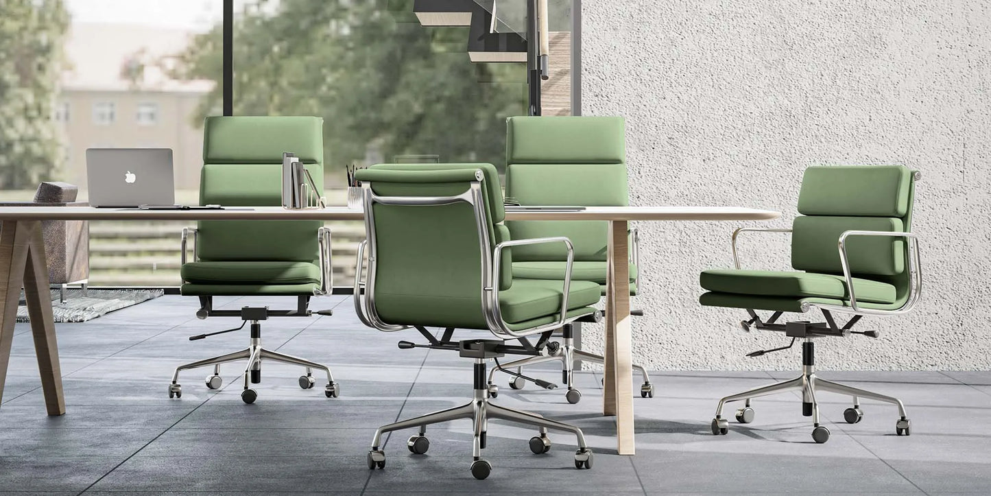 Office Guest Chair Genuine Leather Executive Chair Reception Chairs with Wheels Adjustable Swivel Rolling Office Chairs