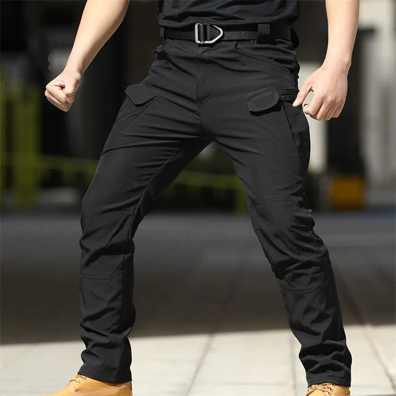 Men Fashion Cargo Pants Solid Color Multi-Pockets Waterproof Trousers Fall Casual Jogger Pants Sweatpants