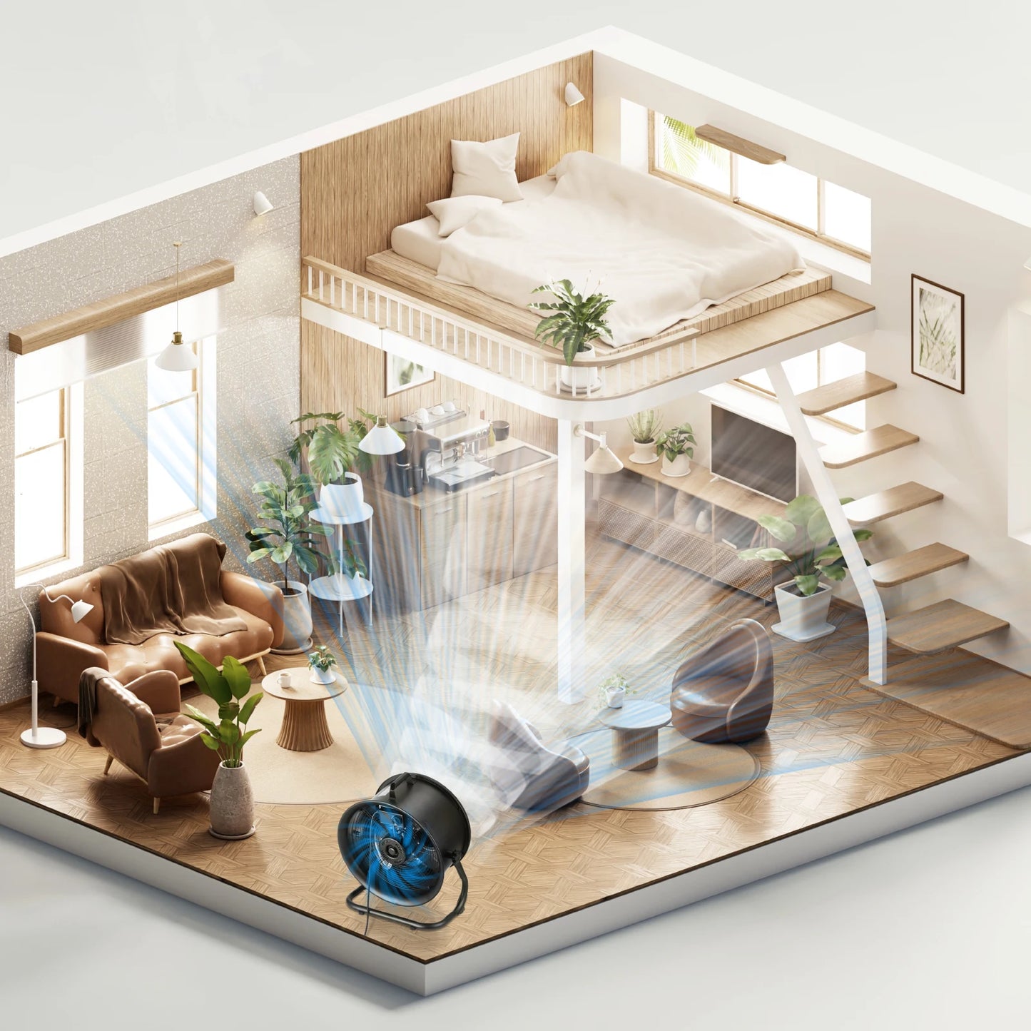 14 Inch Floor Fan 3 Speeds  Adjustable Tilt High-Velocity Industrial Fan