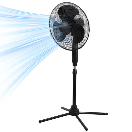 Kitchen Home Office 16 Inch Pedestal Standing Fan Adjustable Height and Tilt Floor Fan For Living Room Bedroom