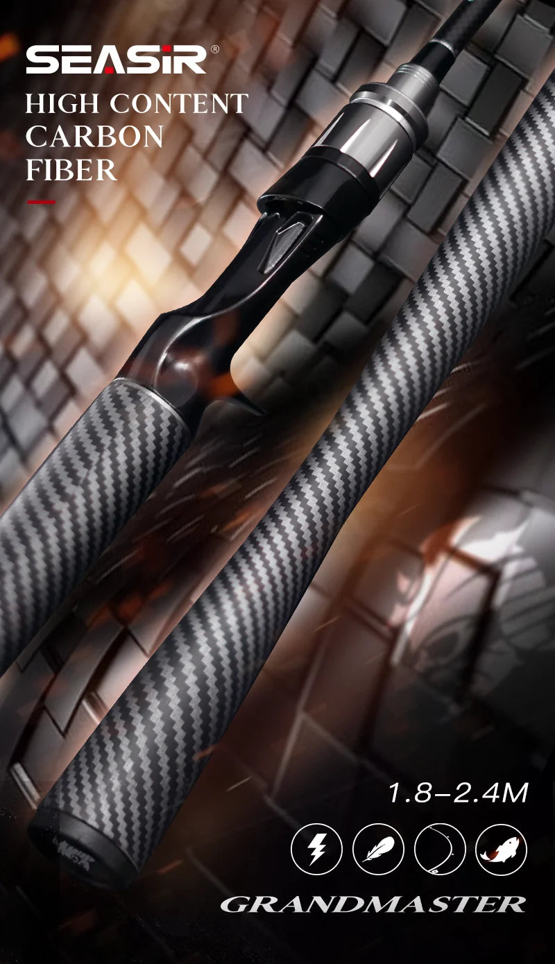 Seasir Grandmaster Spining & Casting Fihsing Rod Carbon Cloth 6kg Weight Smooth Ceramic Guide Ring Lure Weight 4-22G 1.8M-2.4M