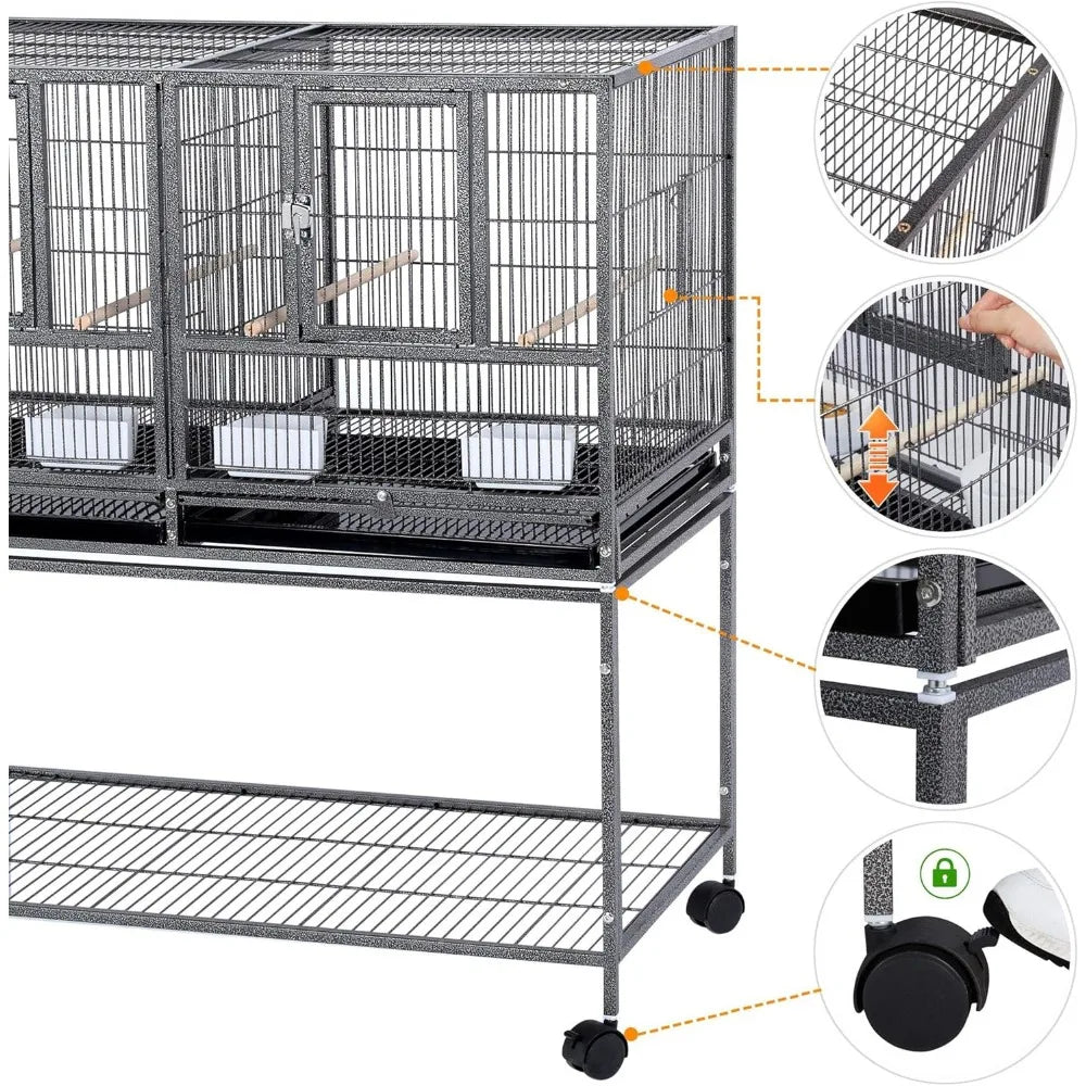 Stackable Divided Breeder Breeding Parakeet Bird Cage for Canaries Cockatiels Lovebirds Finches Budgies Small Parrots with Deta