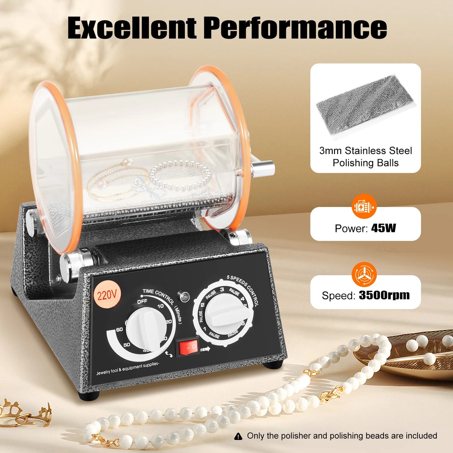 Rotary Tumbler Jewelry Polisher Surface Finisher Polishing 3KG/Finishing Machine
