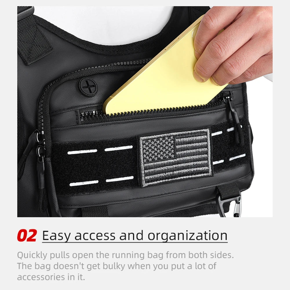 Sports Chest Bag Waist Bag Large Capacity Front Chest Pack Running Vest Bag With Built-In Phone Holder Reflective Workout Bag