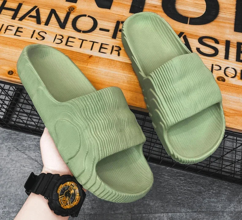 Soft Home Slippers Couple Summer Indoor Skid Proof Bathroom Slippers Sandals Hotel Solid Color Men Women Flip Flops Flat Shoes