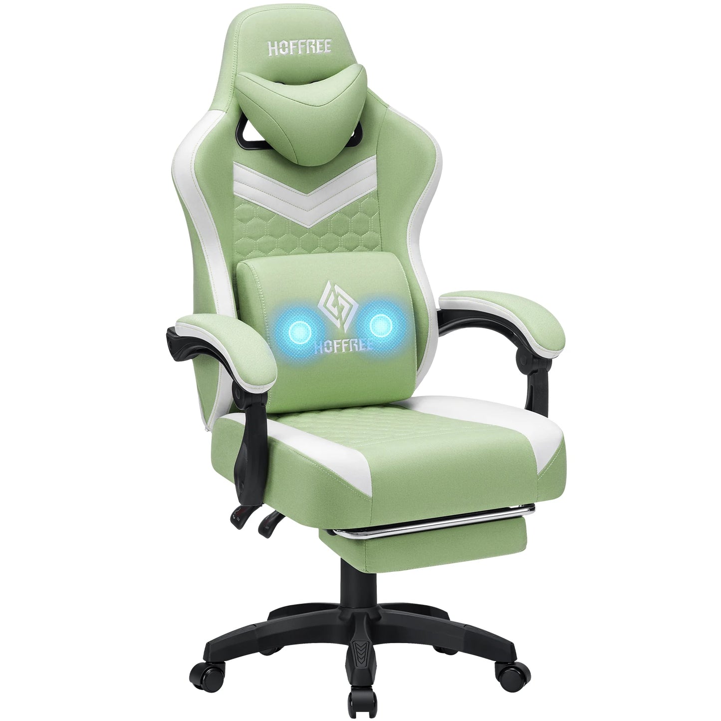 Ergonomic Office Chair With Footrest Lumbar Cushion Bluetooth Speaker 2-Point Massage Height Adjustable Gaming Racing Chair Sofa