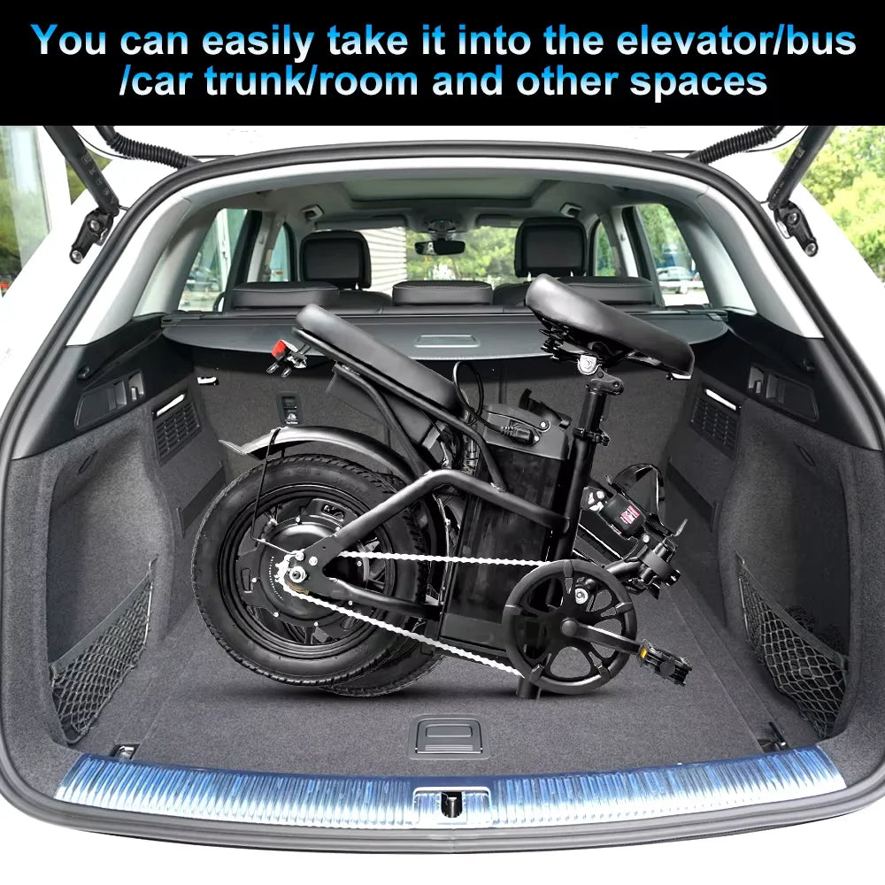 Deepower 14 Inch Foldable Electric Bicycle 400W Motor 48V 15AH Adult Mini Electric Bike Suitable for City Commuting Travel EBike